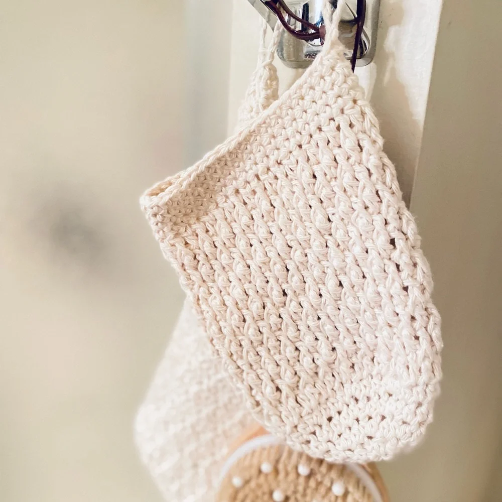 Handmade Cream Cotton Exfoliating Wash Mitt